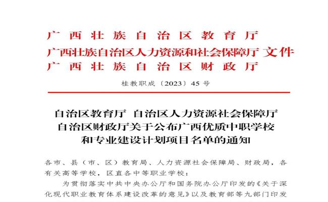 球王会网页版喜获广西“双优”中职学校立项建设单位